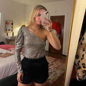 Grey sequin, Zara, small, bodysuit